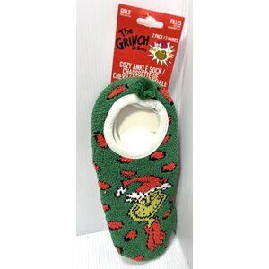 Bioworld Dr Seuss The Grinch Christmas Santa Slipper Socks Non-Slip Kids Girls